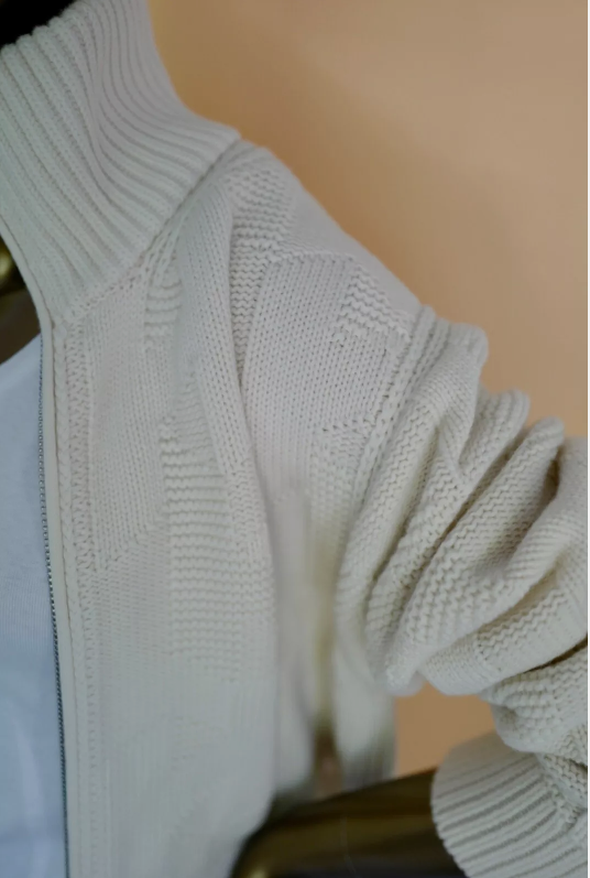 NEW Hermes "H" zipped Blanc Naturel Oversized Cardigan Size 36 Retail Over $3K