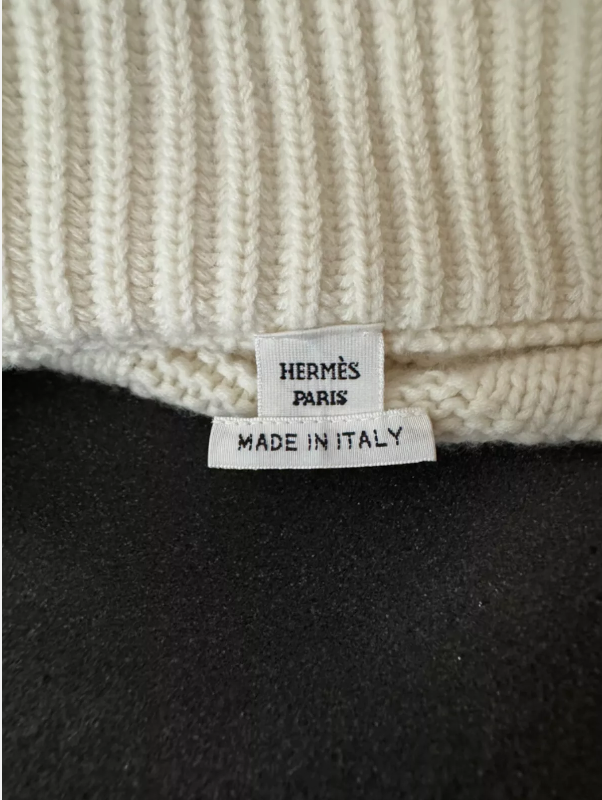 NEW Hermes "H" zipped Blanc Naturel Oversized Cardigan Size 36 Retail Over $3K