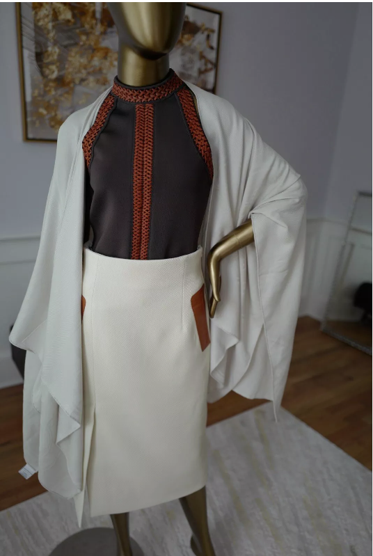 NEW Hermes High Waisted Pencil Skirt Haute Cavalry sz 38 Blanc Natural SOLD OUT
