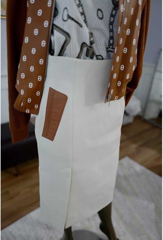 NEW Hermes High Waisted Pencil Skirt Haute Cavalry sz 38 Blanc Natural SOLD OUT