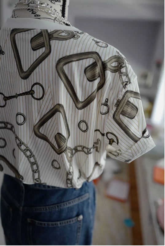 "Panoplie Tout Cuir Jersey" straight t-shirt Blanc Naturel Size 40 Oversized NEW