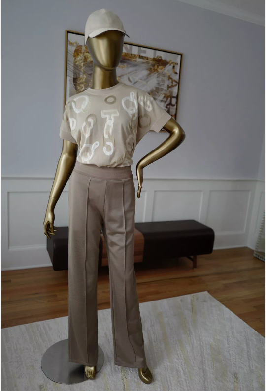 NEW Hermes "Effet Kaleidoscope" short-sleeve sweater Beige Glaise size 36