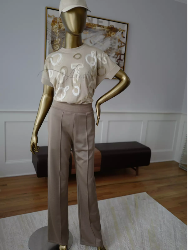 NEW Hermes "Effet Kaleidoscope" short-sleeve sweater Beige Glaise size 36