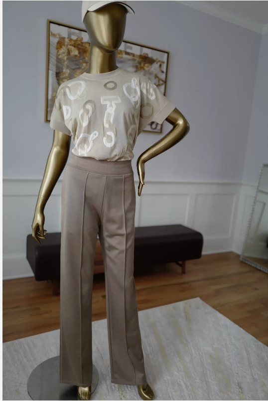 NEW Hermes "Effet Kaleidoscope" short-sleeve sweater Beige Glaise size 36