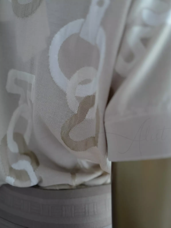 NEW Hermes "Effet Kaleidoscope" short-sleeve sweater Beige Glaise size 36