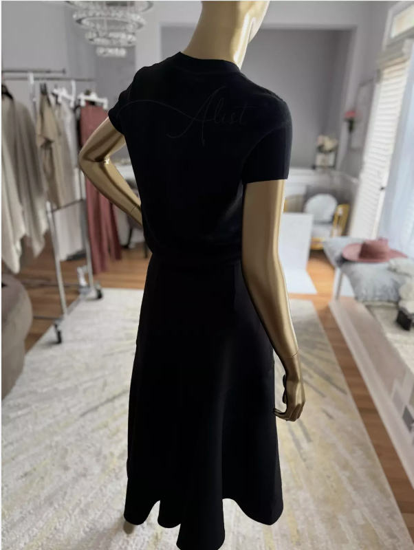 BNIB Hermes Short-Sleeve Cashmere Sweater With h Logo Button in Noir Black 36