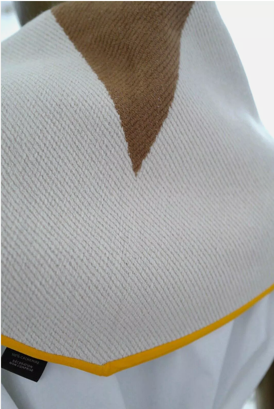 NEW Hermes Losange Cashmere De Coupe Ivoire/Caramel Reversible Shawl