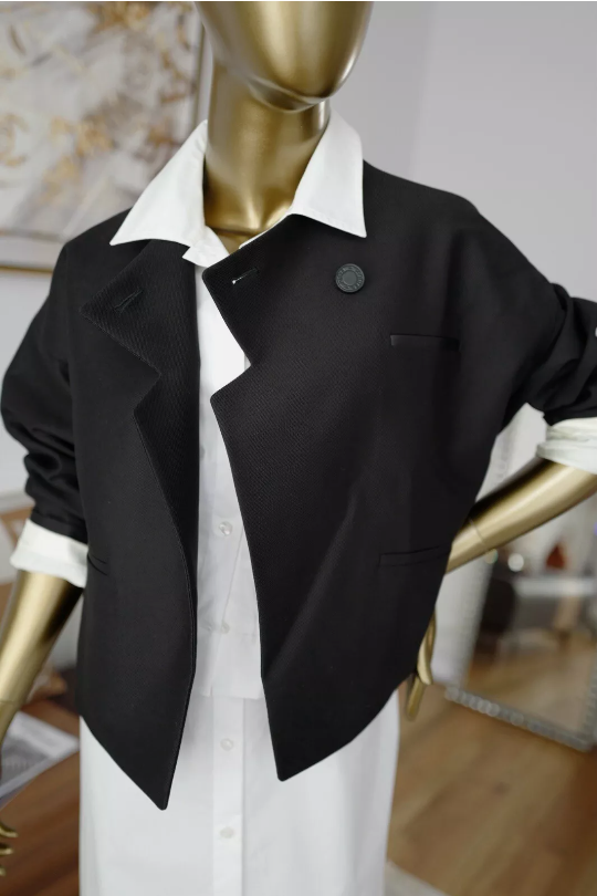NEW Hermes Veste Blazer Noir/black With Buttons Detail Cuir Double Size 36