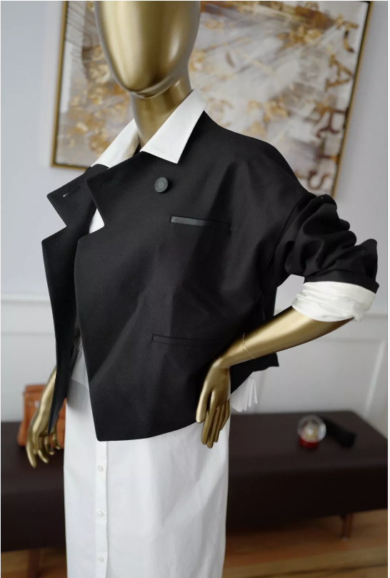 NEW Hermes Veste Blazer Noir/black With Buttons Detail Cuir Double Size 36