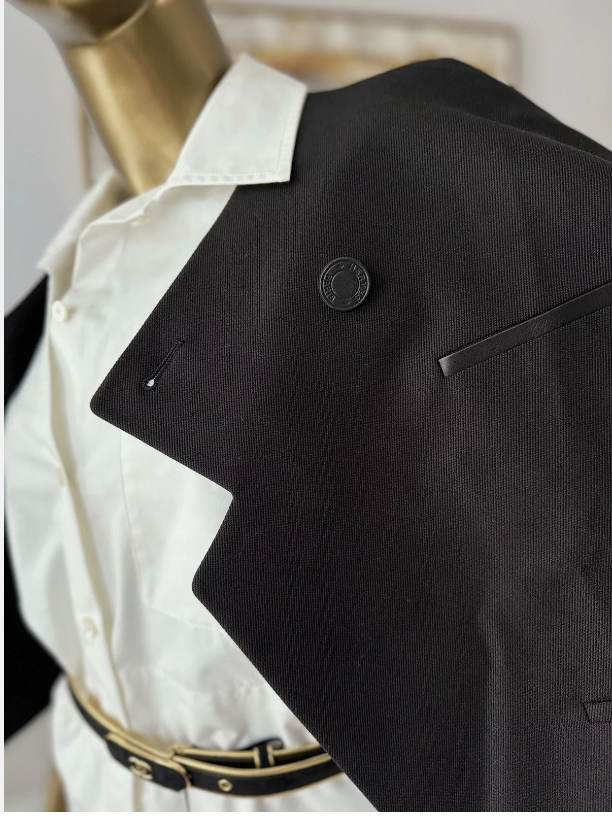 NEW Hermes Veste Blazer Noir/black With Buttons Detail Cuir Double Size 36