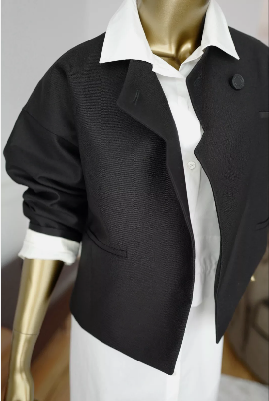NEW Hermes Veste Blazer Noir/black With Buttons Detail Cuir Double Size 36