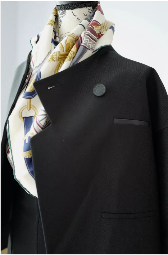 NEW Hermes Veste Blazer Noir/black With Buttons Detail Cuir Double Size 36