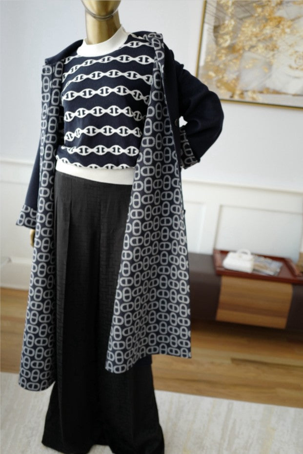 NEW Hermes Chaine d'Ancre Long-sleeve Sweater Size 36 Bleu Noir