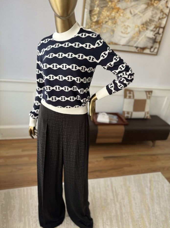 NEW Hermes Chaine d'Ancre Long-sleeve Sweater Size 36 Bleu Noir