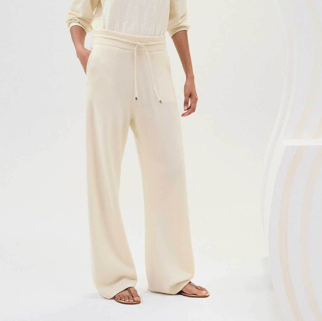 Brand NEW Hermès Cashmere Pants – Blanc Naturel (Size 36) Wide Leg Retail $3300