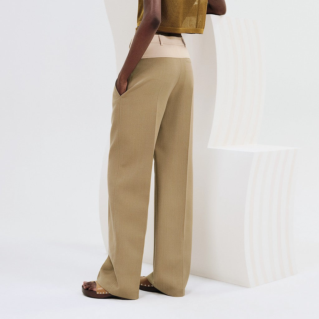 NEW Hermès Loose Fit Pants Wide Leg SS25 in Beige/Vert Muscade Size 38 Over $3K