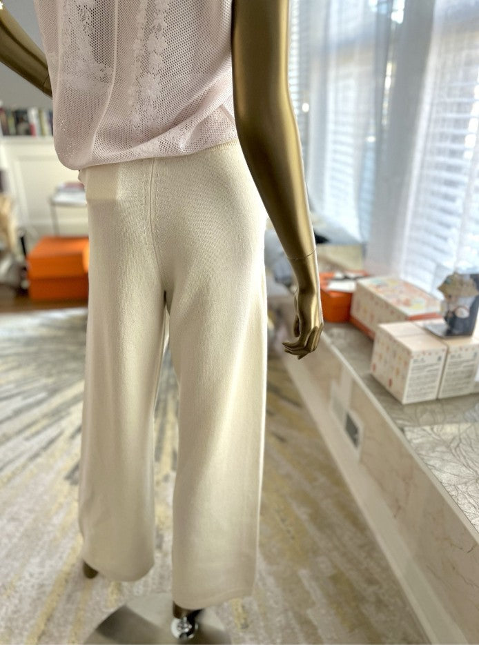 Brand NEW Hermès Cashmere Pants – Blanc Naturel (Size 36) Wide Leg Retail $3300