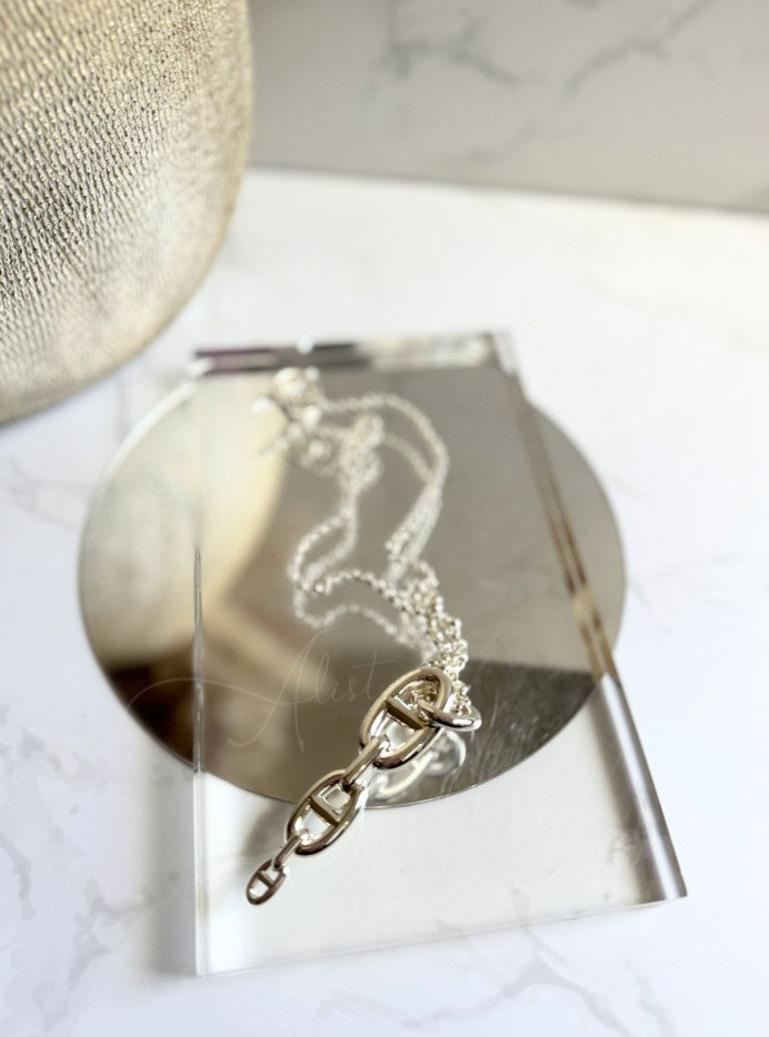Hermes Chaine d'ancre Necklace Silver Enchainee pendant