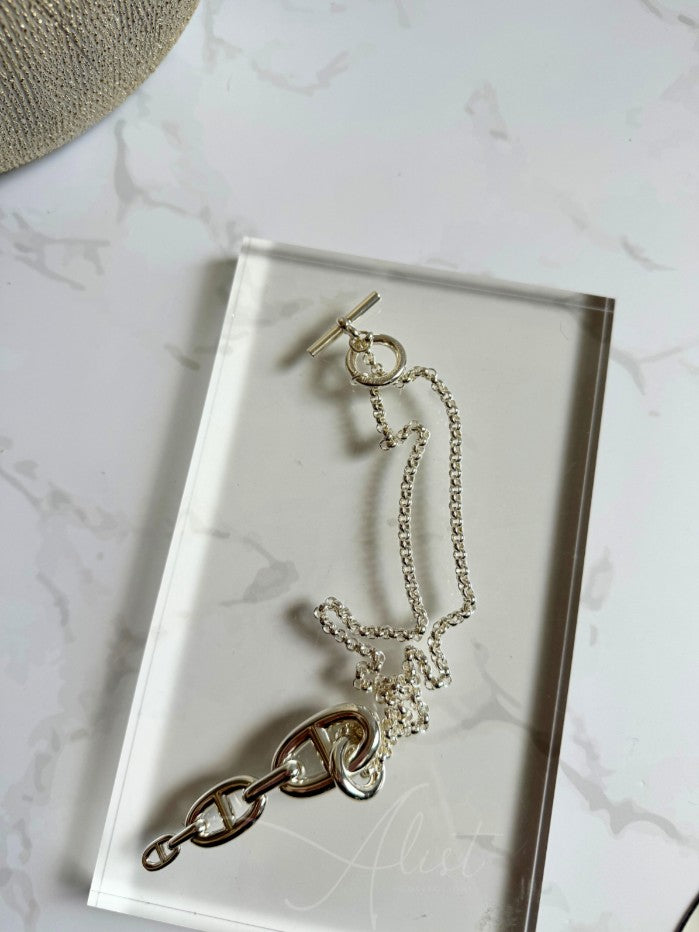 Hermes Chaine d'ancre Necklace Silver Enchainee pendant