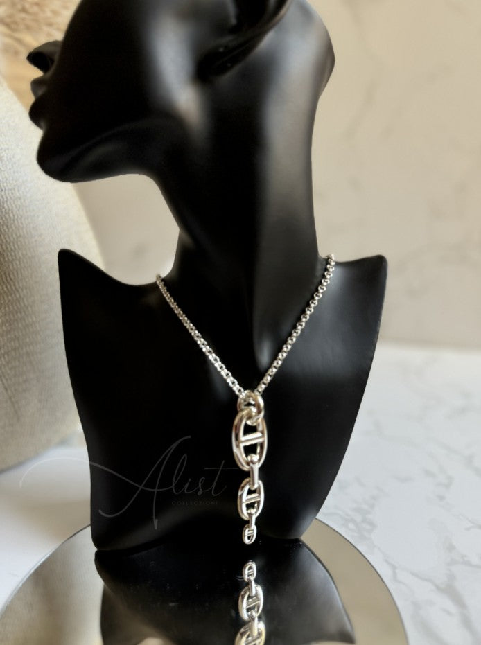 Hermes Chaine d'ancre Necklace Silver Enchainee pendant