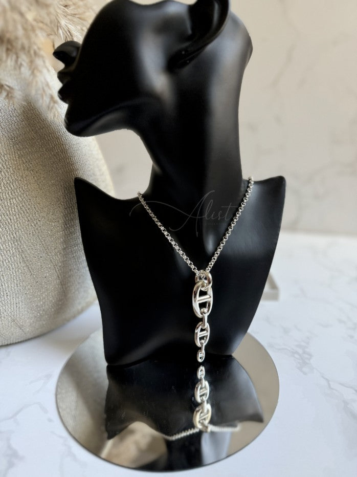 Hermes Chaine d'ancre Necklace Silver Enchainee pendant