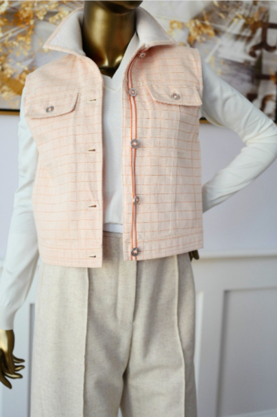 Hermès Cotton Denim Vest Blanc Naturel with Palladium Buttons – Size 36