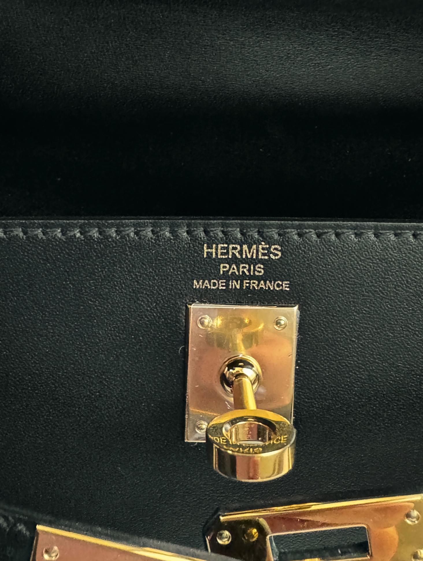Hermes Kelly 25 Black Tadelakh Sellier Gold HW Complete Original Receipt NEW