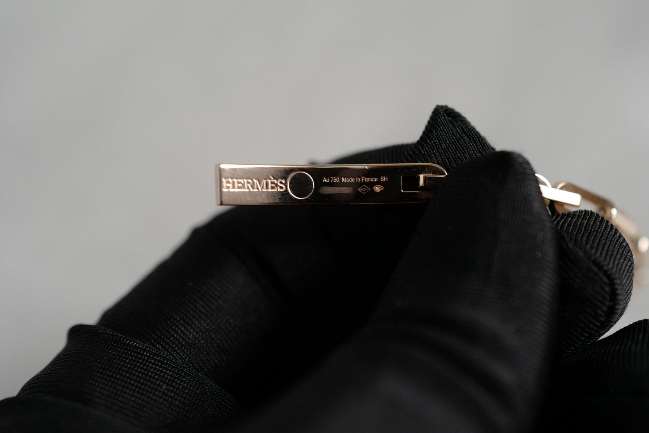 BNIB Hermès Kelly Chaine Bracelet Full Diamond 18K Rose Gold Small SH