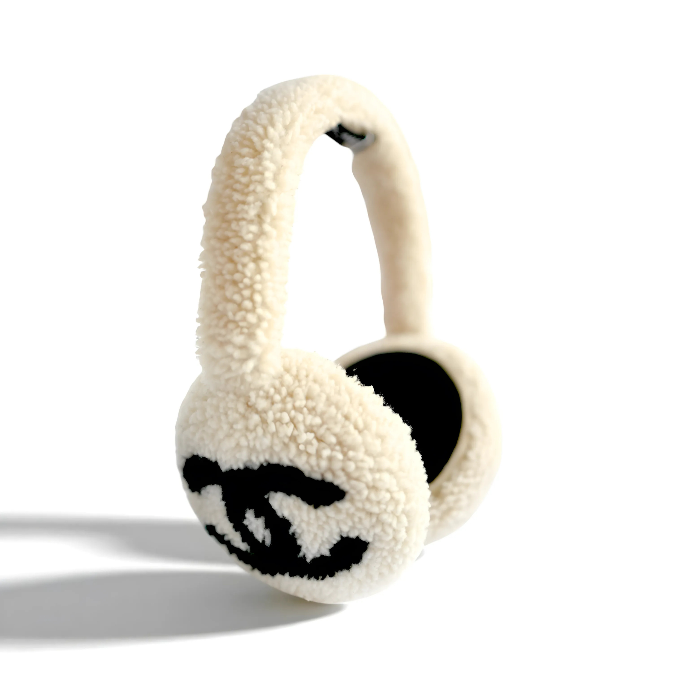 BNIB Chanel CC Earmuffs in Shearling Wool Ecru/Black