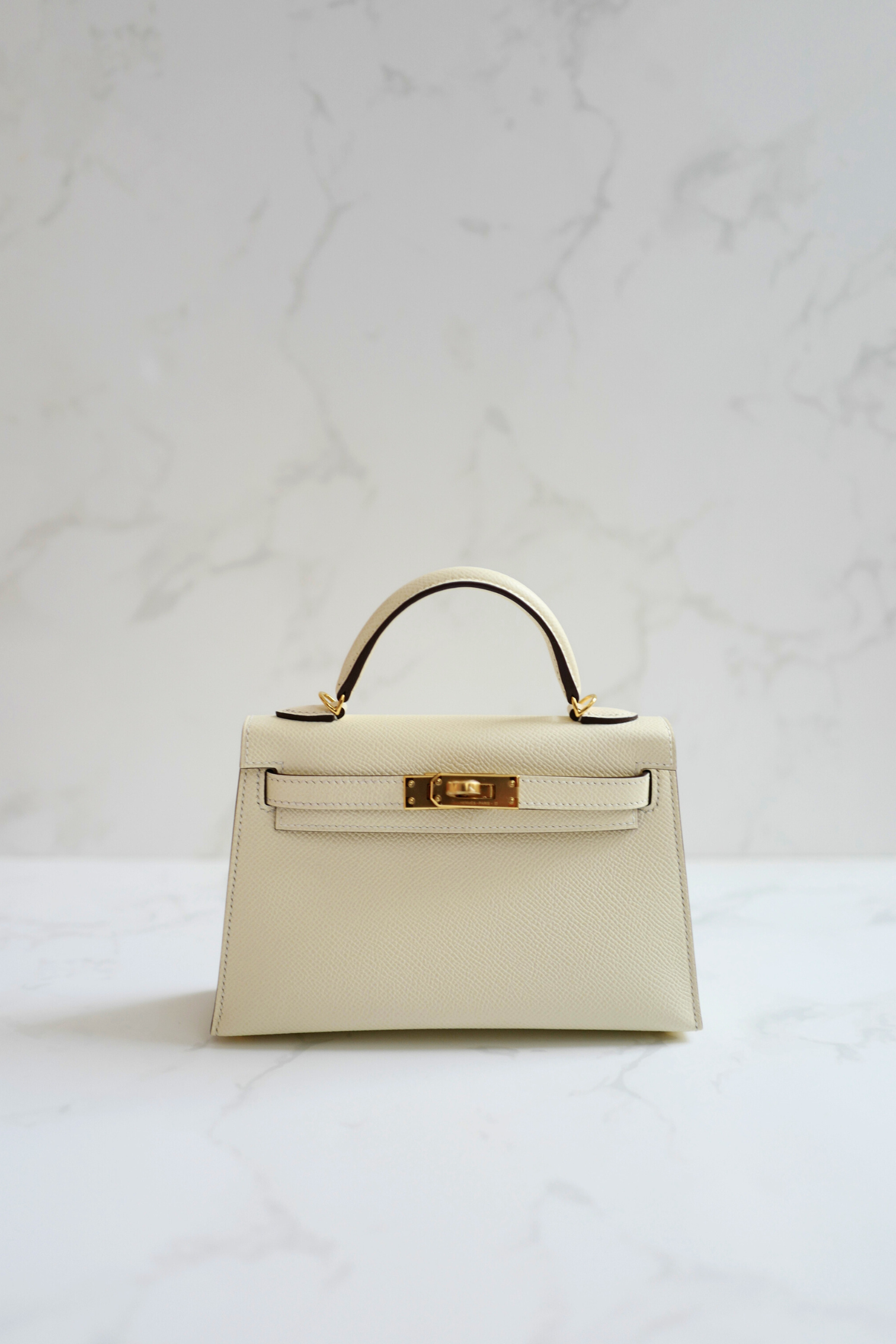 BNIB Hermès Mini Kelly 20 in Nata Epsom Leather Gold HW