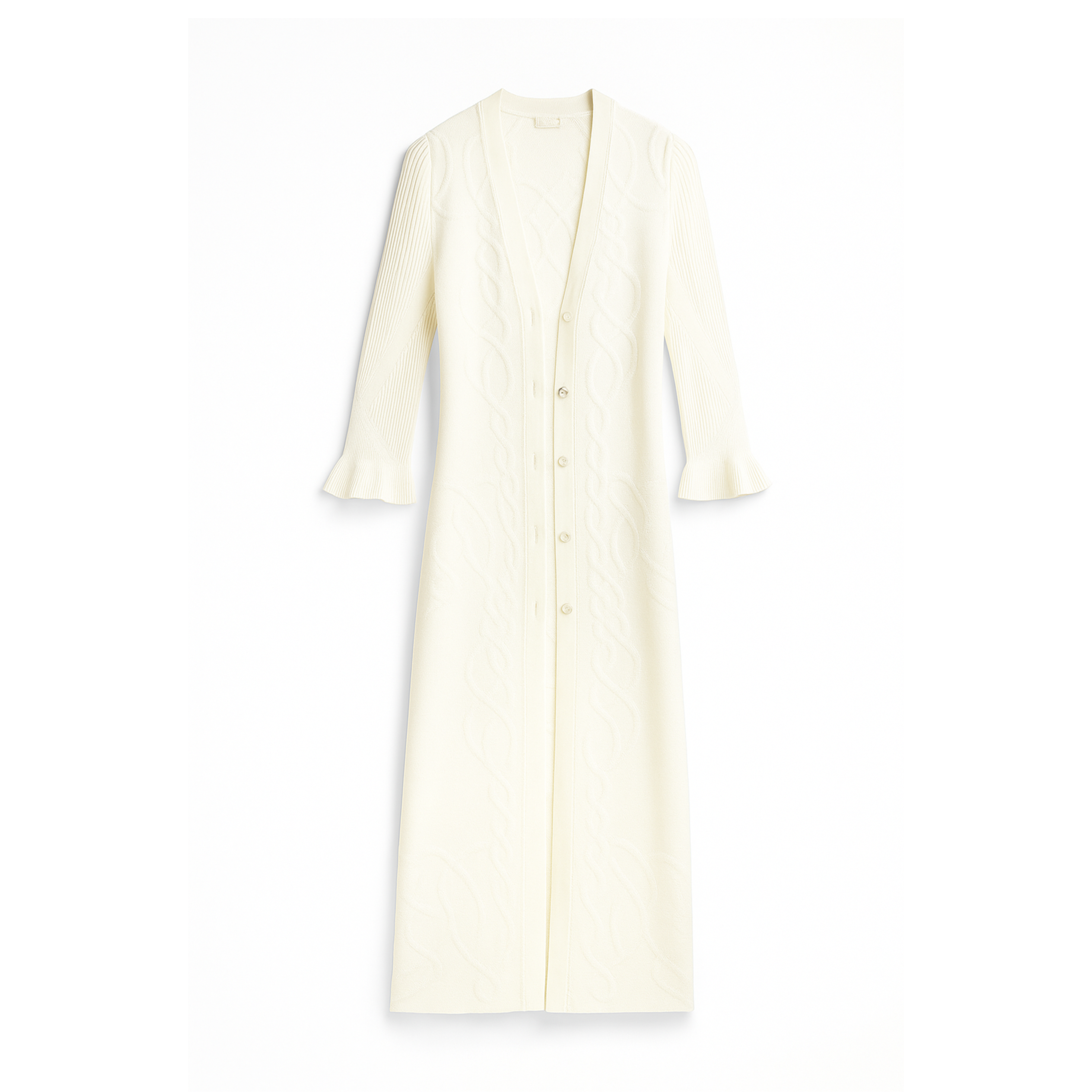 New Hermès Palefroi Remix Light Half-Length Sleeve Long Cardigan Blanc Naturel Size 34