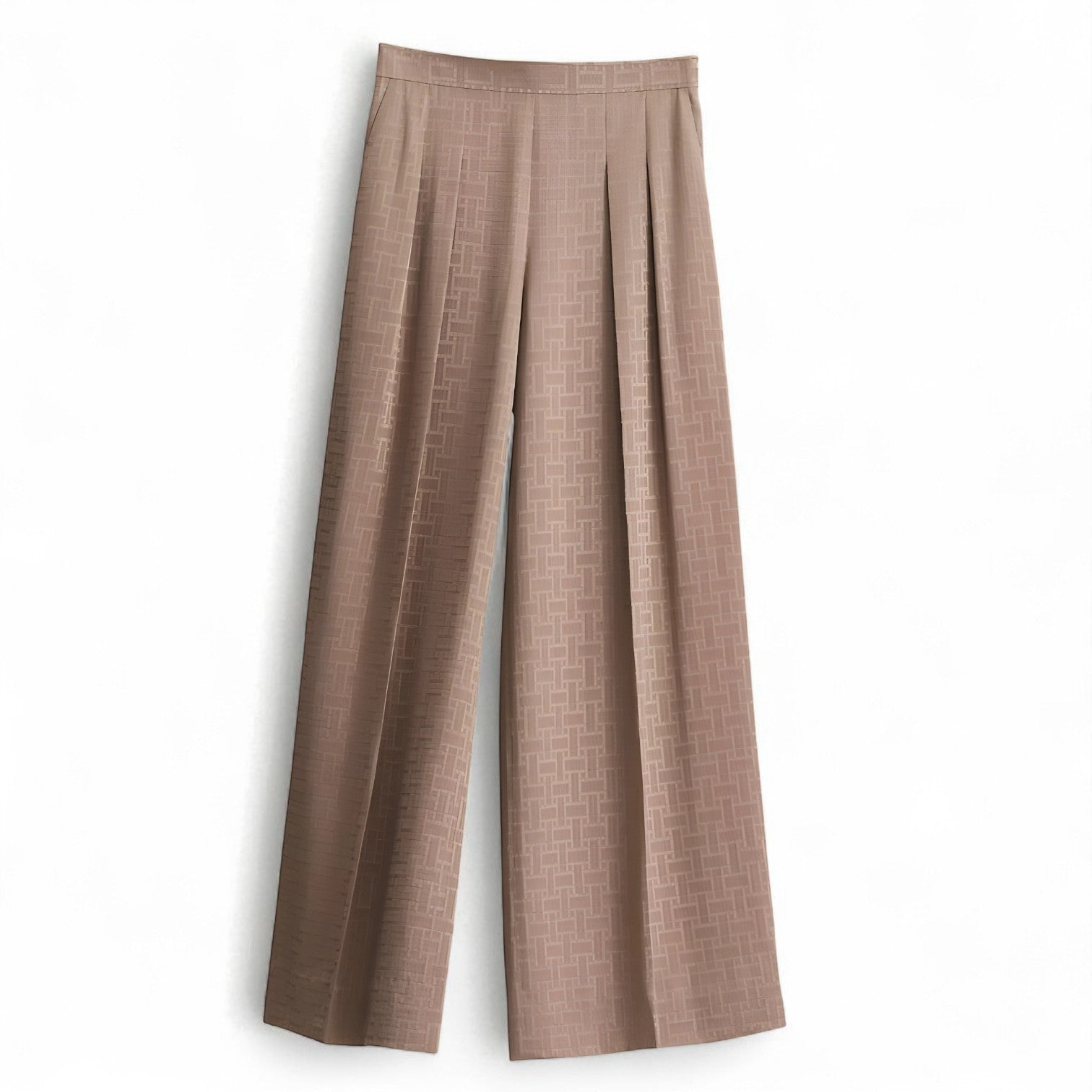 NEW Hermès "Mosaique" Wide Leg Pants Etoupe Size 34