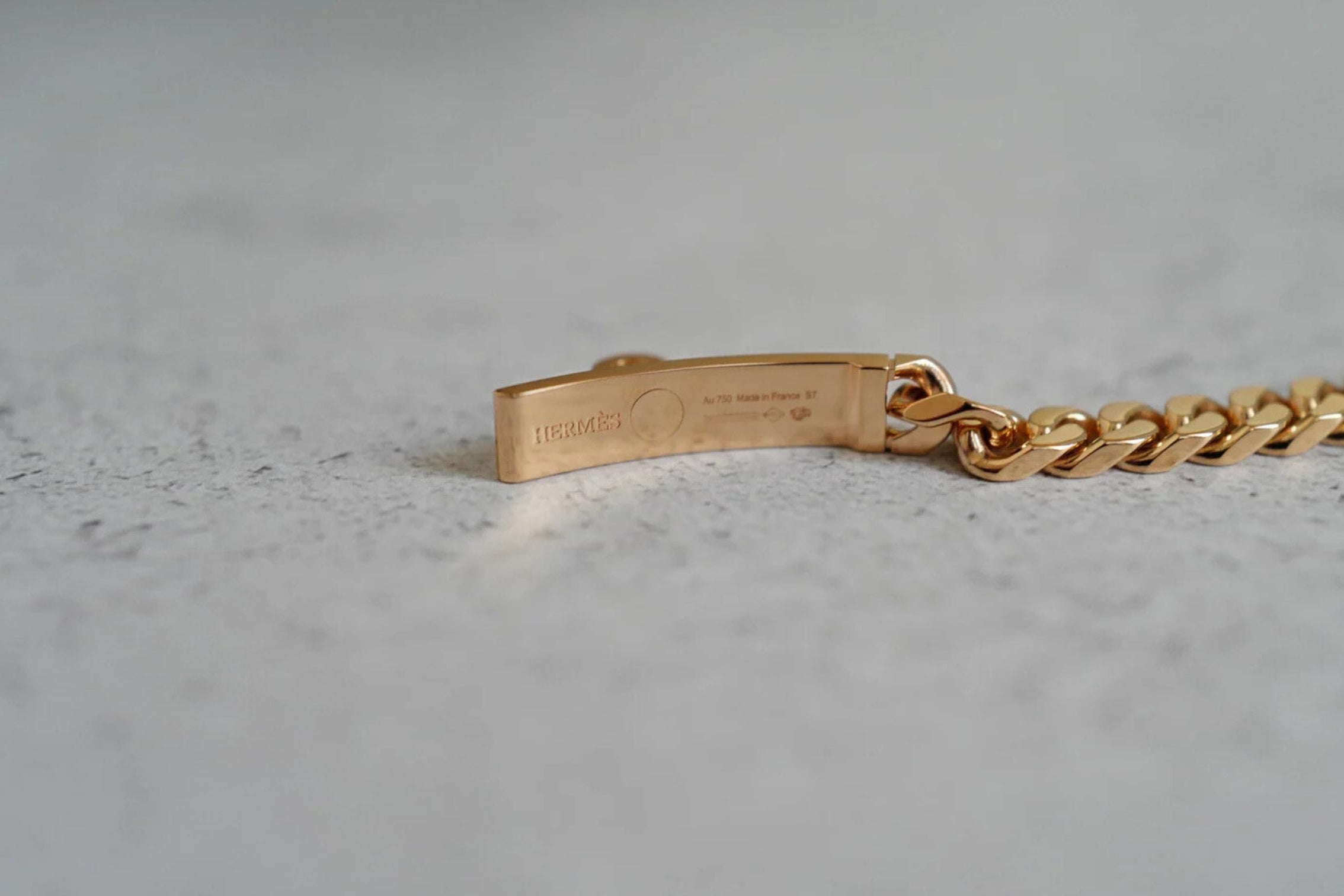 Hermes Kelly Gourmette Bracelet Rose Gold 750 Diamond 0.90ct ST