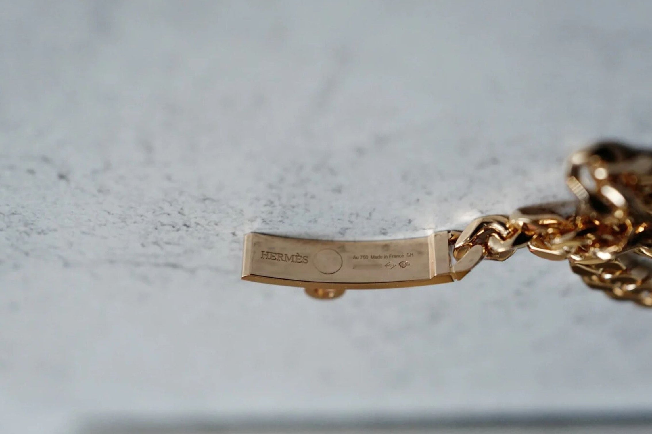 Hermès Kelly Gourmette Bracelet SH Very Small Model Rose Gold with Diamonds SH