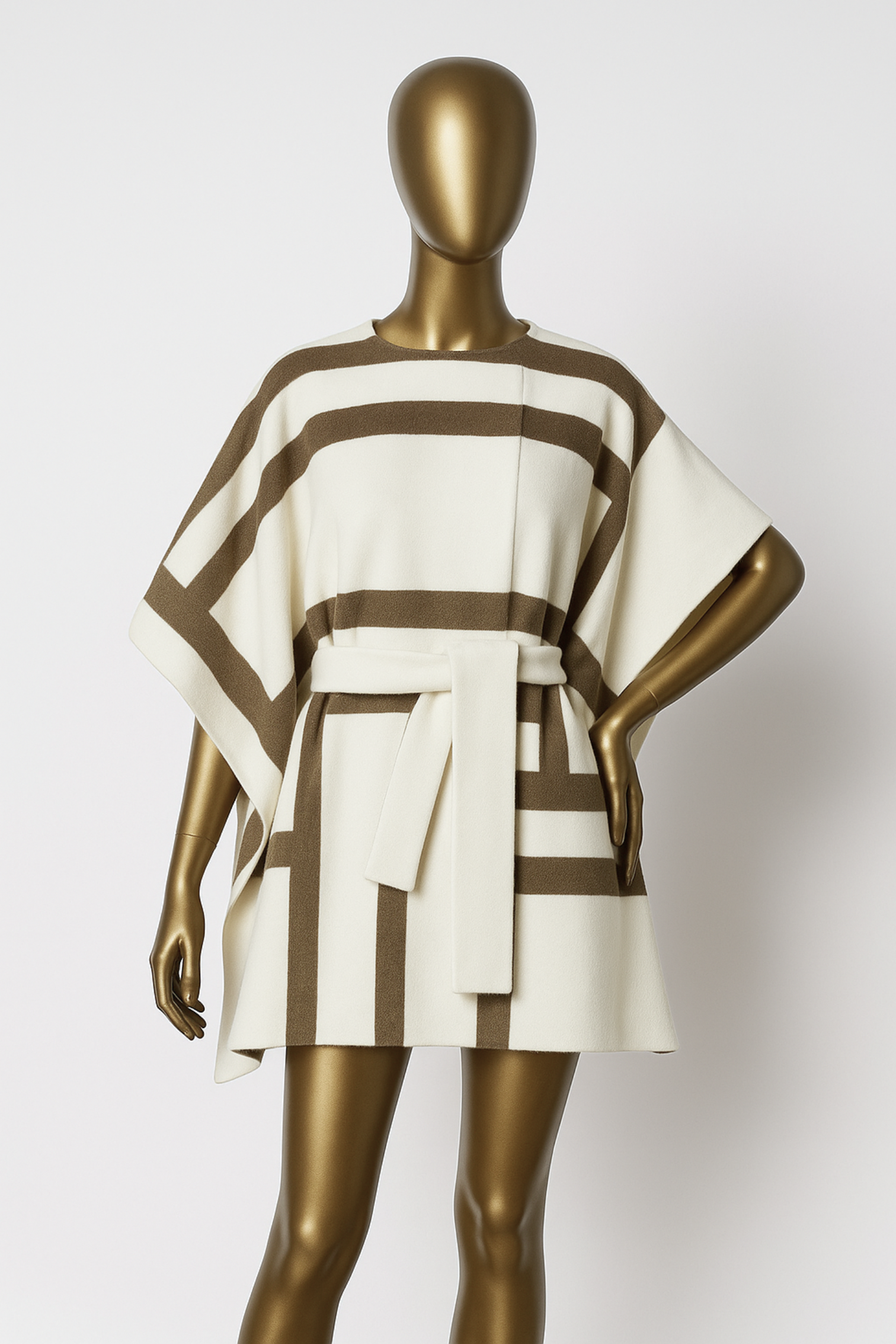 Hermes Gilet Long Inspo Poncho Cachemire Doubl91 Blanc Casse size 34 Retail $10K
