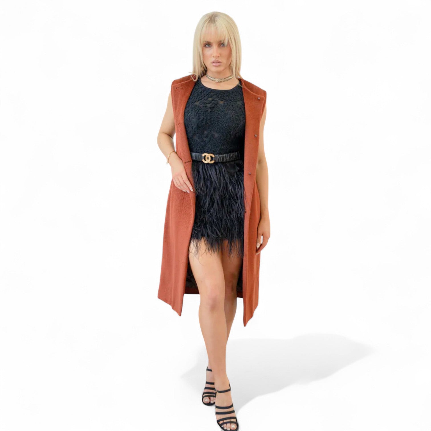 Hermes Gilet Long Vest LZ Rouge De Falun Size 36 NEW $5K Retail