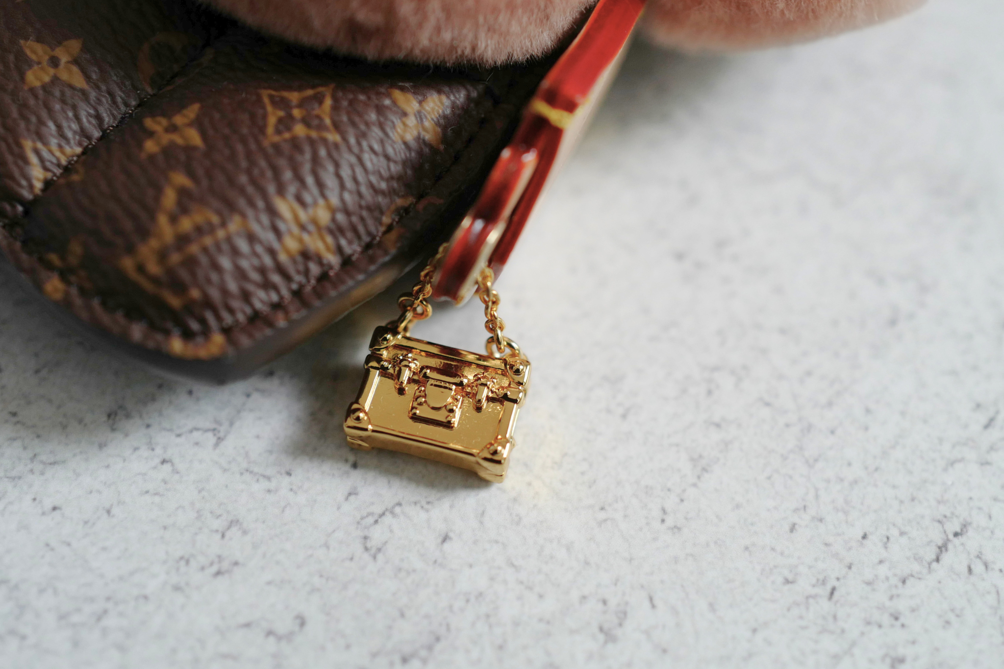 Louis Vuitton Vivienne Fashionista Bag Charm Brown Mink Leather Gold Hardware