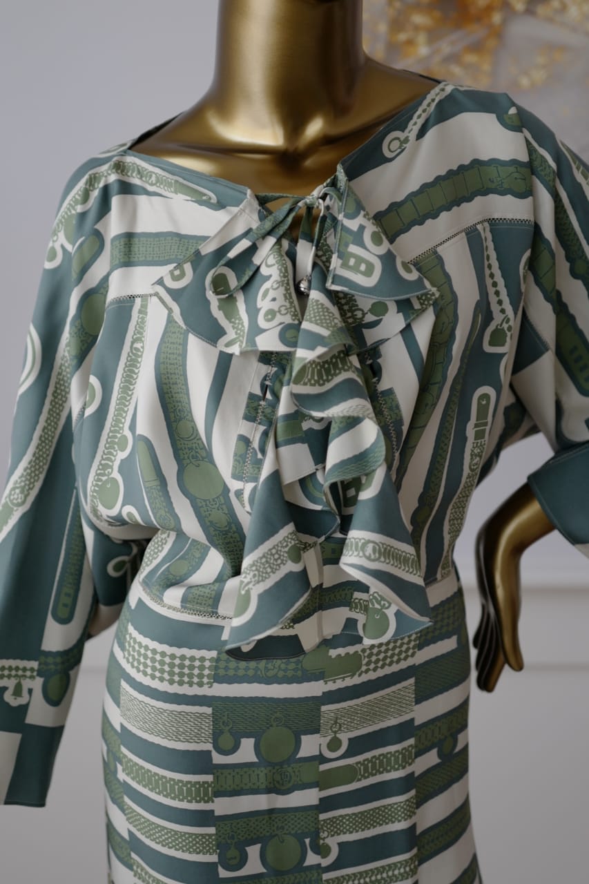 NEW Hermes FW23 Runway Dress Le Tresor De Medor In vert sauge size 34 $9K Retail