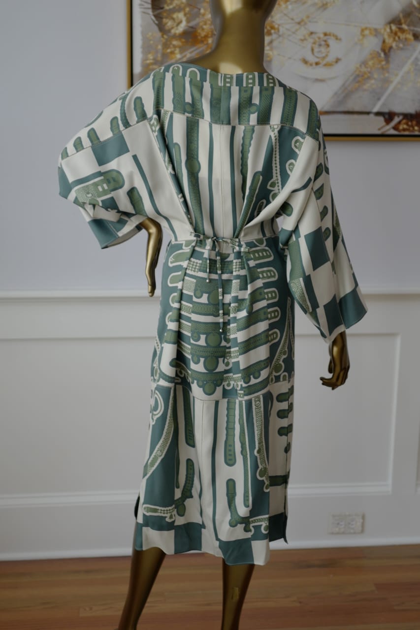 NEW Hermes FW23 Runway Dress Le Tresor De Medor In vert sauge size 34 $9K Retail
