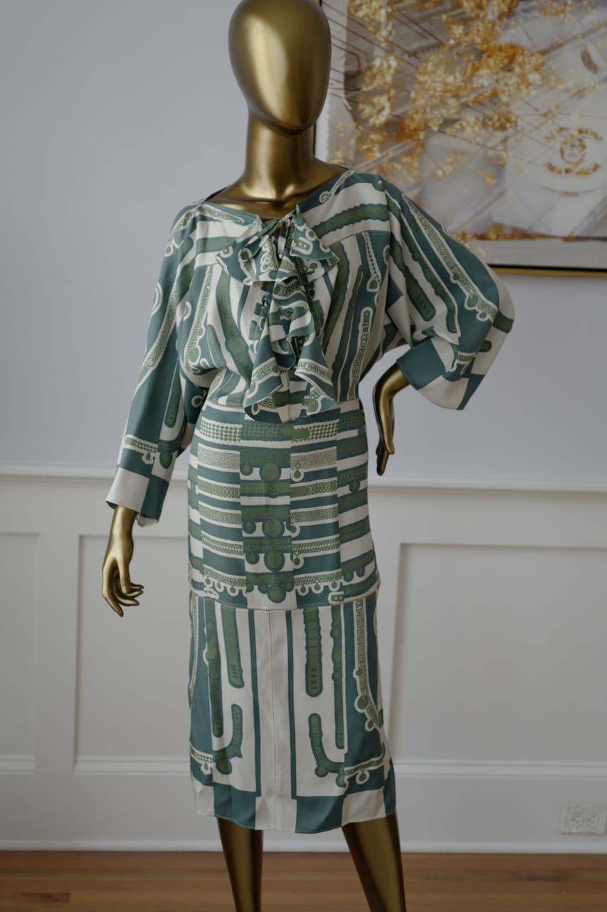 NEW Hermes FW23 Runway Dress Le Tresor De Medor In vert sauge size 34 $9K Retail