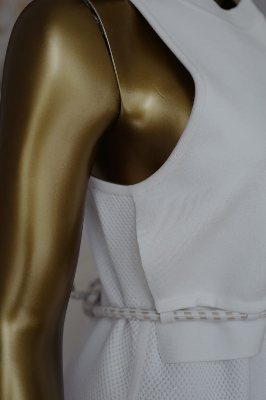 Hermes Maille Technique 91 Blanc Casse Dress size 38