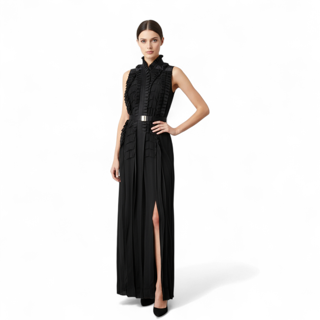 Hermes Long Pleated Dress Noir Size 34 Runway FW23 Limited Edition -SOLD OUT Hermes Long Pleated Dress Noir Size 34 Runway FW23 Limited Edition -SOLD OUT