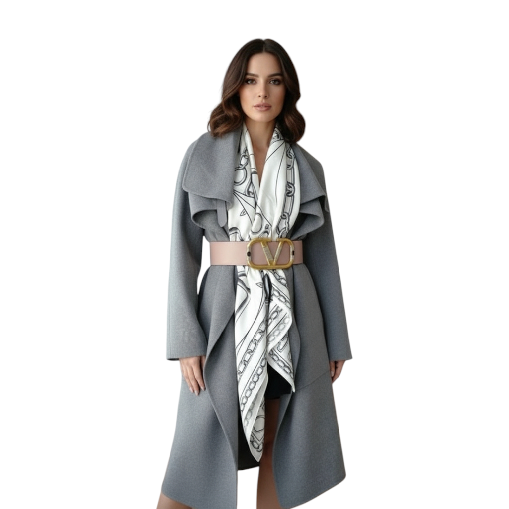 HERMES　Double Face Coat Hermes Double-face Cashmere Long Inspi Coat Couverture in Gris Crayon
