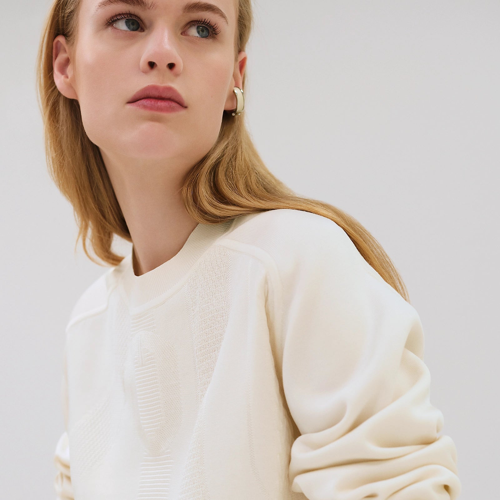 NEW Hermès "Coaching" Long-Sleeve Sweater in Blanc Casse - Size 38