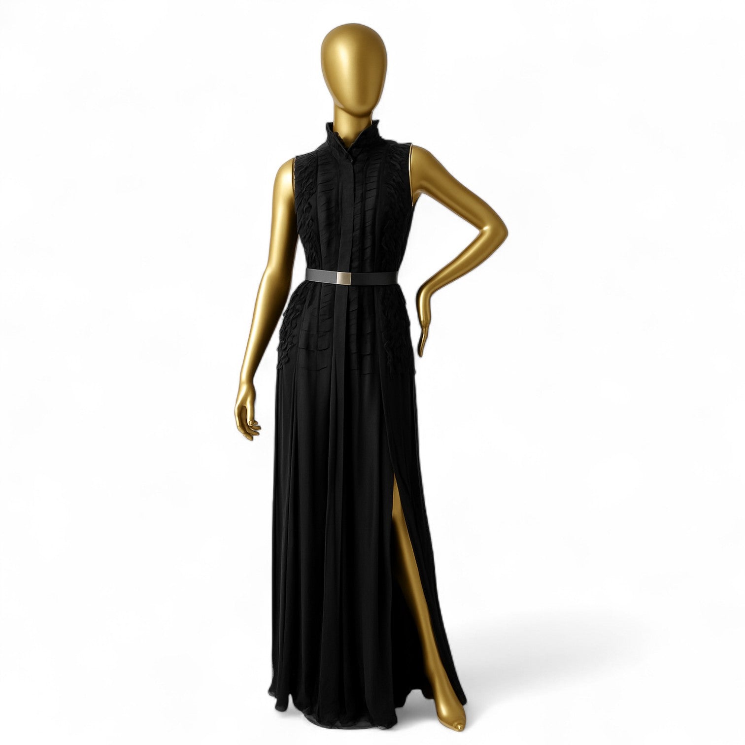 Hermes Long Pleated Dress Noir Size 34 Runway FW23 Limited Edition -SOLD OUT