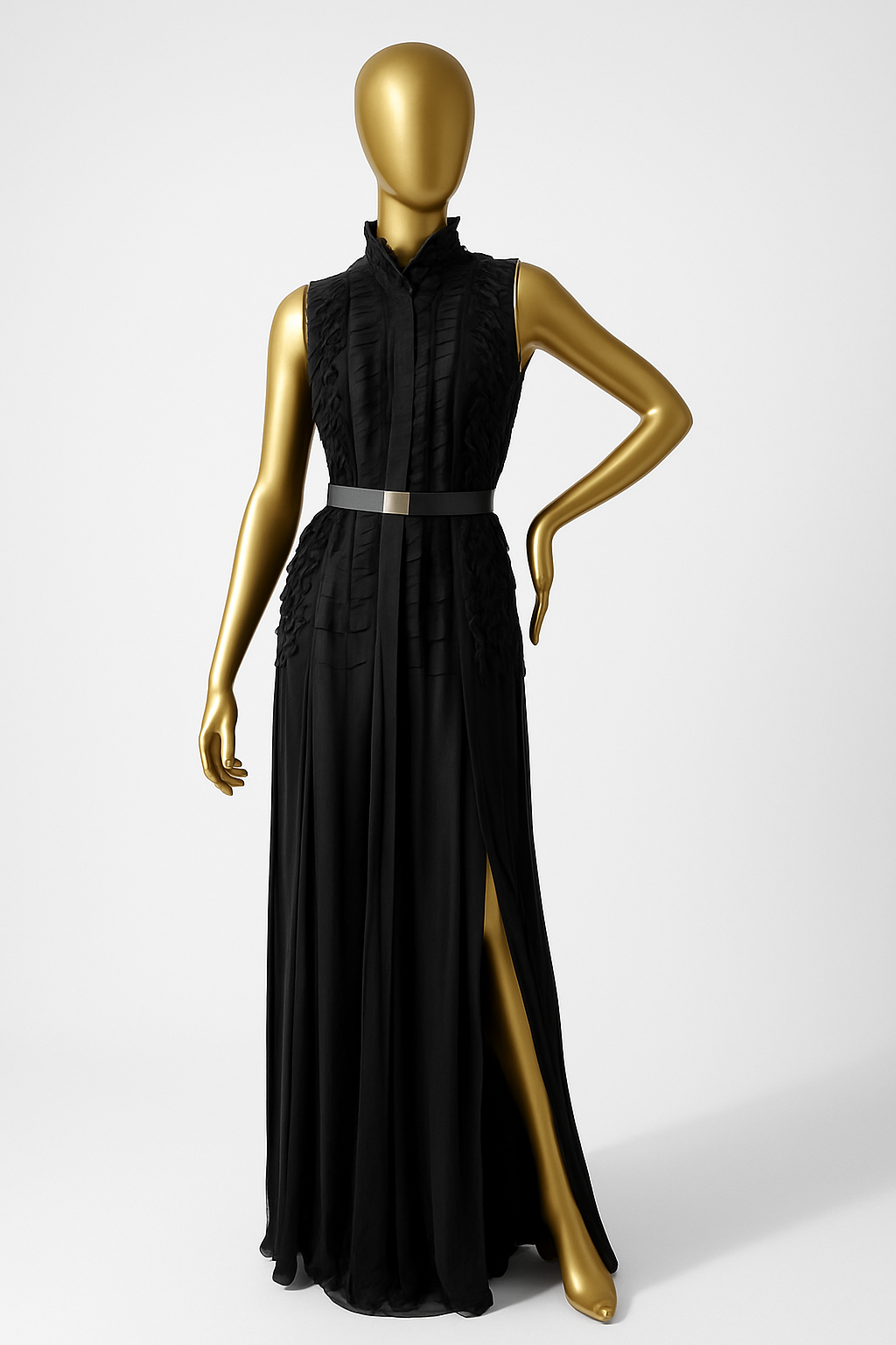 Hermes Long Pleated Dress Noir Size 34 Runway FW23 Limited Edition -SOLD OUT
