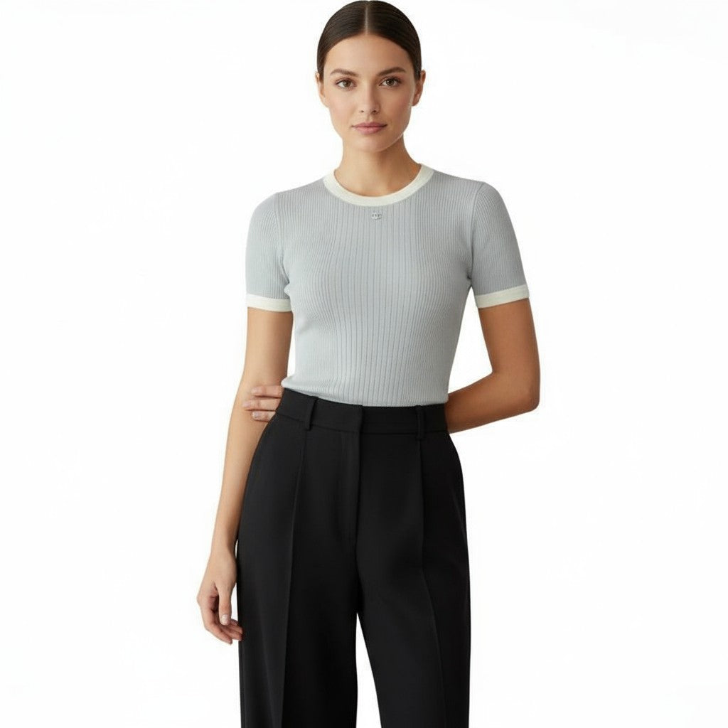 NEW Chanel Coco Beach 2025 Collection T-Shirt Grey size 34