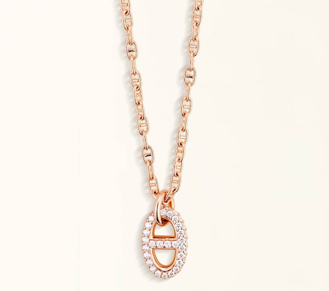 BNIB Hermes Necklace Pendentif Farandole Rose Gold 18K 400 ST Diamonds SH $10K