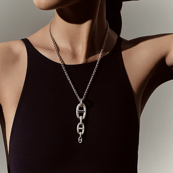 Hermes Chaine d'ancre Necklace Silver Enchainee pendant