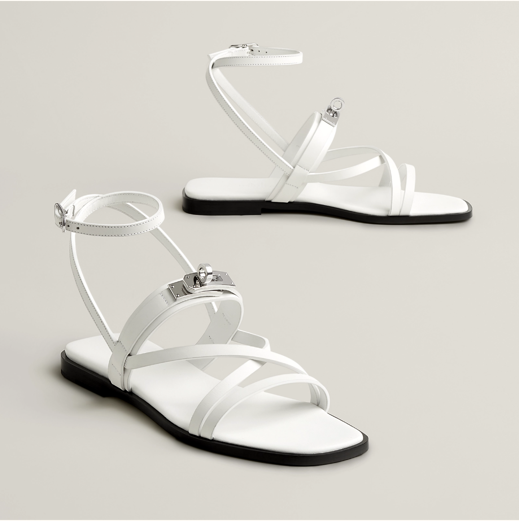 BNIB Hermes Women's June Sandal WHITE CALF 38.5